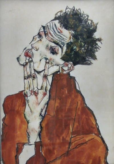 Self-portrait with Hands - Egon Schiele